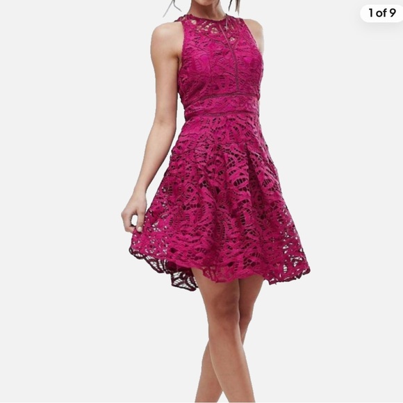 NWT Adelyn Rae Dylan applique lace dress magenta size small - Picture 3 of 10